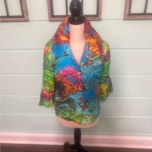 Grace Chuang New York Multicolor Butterfly Crinkle Jacket – Size L (10)